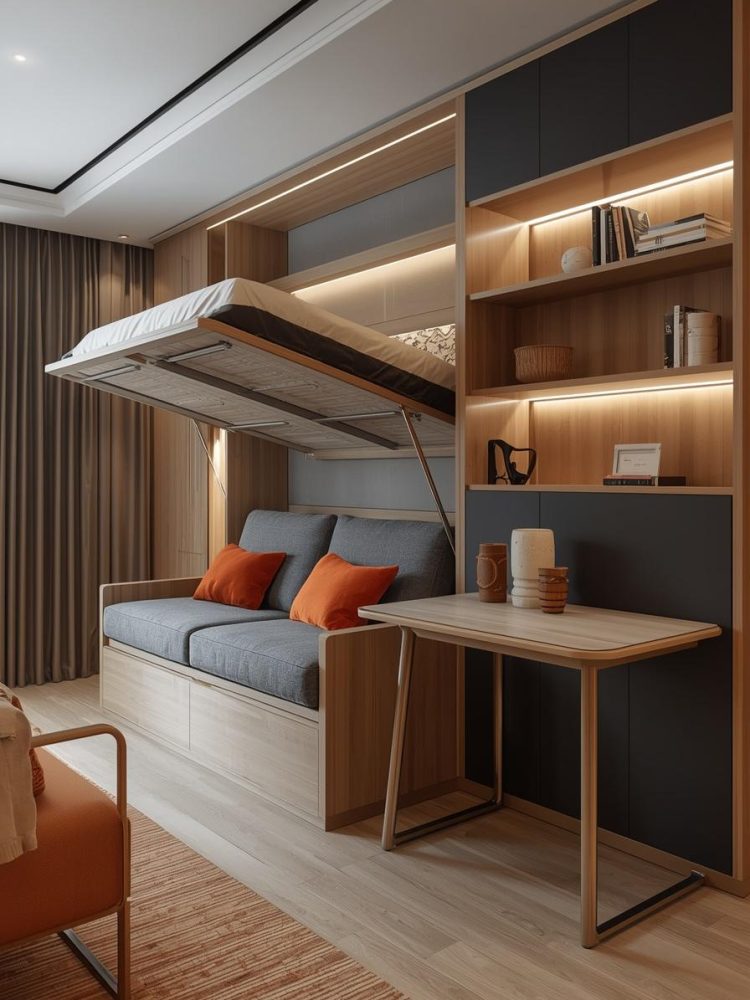 Smart Furniture _ Space-saving beds, folding tables, and compact storage solutions.